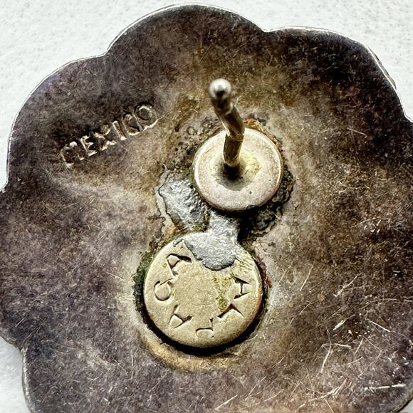 Vintage Alpaca Mexico Sterling Silver 925 MR Abalone Flower Earrings ✨ - Picture 4 of 14